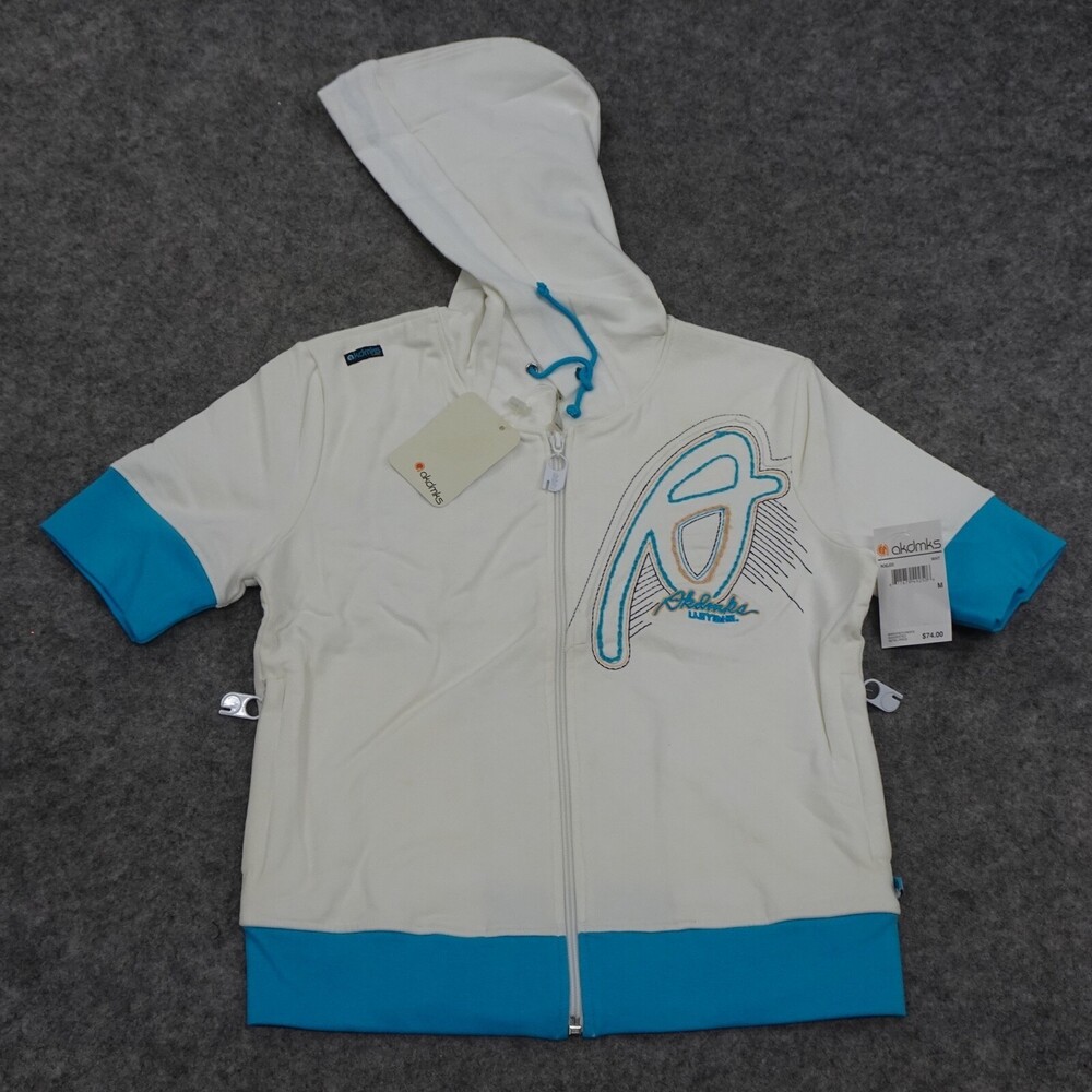 Vintage Akademiks Hoodie Jacket Womens Medium White Short Sleeve NOS 2000s D